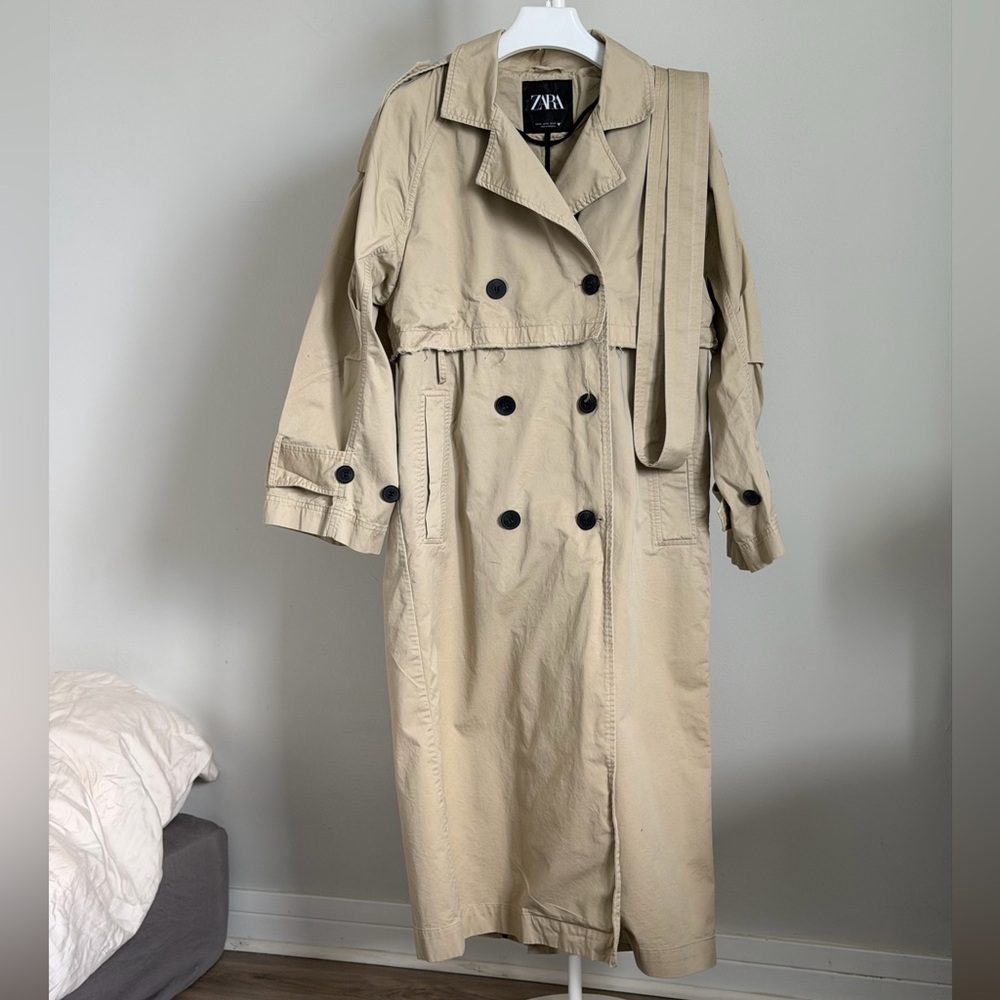 ZARA Beige Double-Breasted Trench Coat
